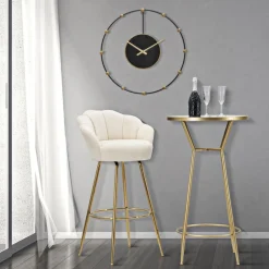 Viadurini Living Barhocker-Hoher Hocker aus goldenem Eisen mit Sitz mit Samtbezug - Annina