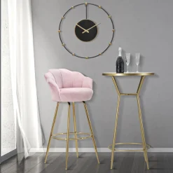 Viadurini Living Barhocker-Hoher Hocker aus goldenem Eisen mit Sitz mit Samtbezug - Annina