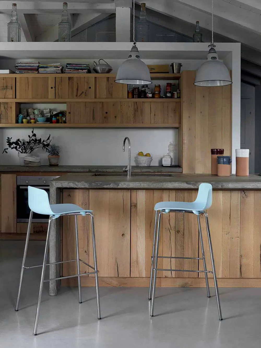 Viadurini Living Barhocker-Hoher Hocker aus Metall und Polypropylen Hergestellt in Italien, 2 Stück - Christabel