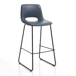 Viadurini Living Küchenhocker-Hoher Küchenhocker aus Kunstleder und schwarzem Metall 2-teilig - Yuri