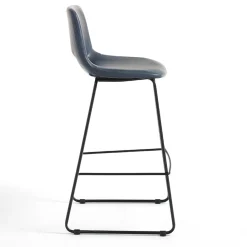 Viadurini Living Küchenhocker-Hoher Küchenhocker aus Kunstleder und schwarzem Metall 2-teilig - Yuri