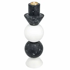 Viadurini Living Kerzenständer-Hoher Kerzenhalter aus weißem, schwarzem und Messingmarmor Made in Italy - Bram