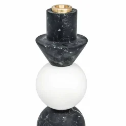 Viadurini Living Kerzenständer-Hoher Kerzenhalter aus weißem, schwarzem und Messingmarmor Made in Italy - Bram
