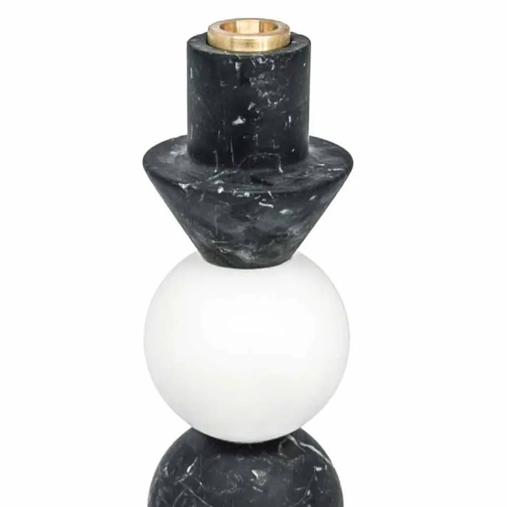 Viadurini Living Kerzenständer-Hoher Kerzenhalter aus weißem, schwarzem und Messingmarmor Made in Italy - Bram