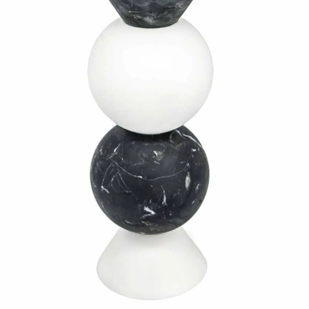 Viadurini Living Kerzenständer-Hoher Kerzenhalter aus weißem, schwarzem und Messingmarmor Made in Italy - Bram