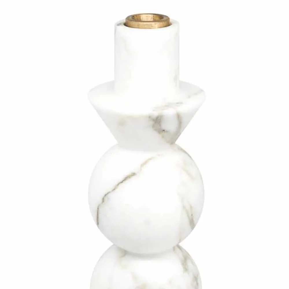 Viadurini Living Kerzenständer-Hoher Kerzenhalter aus weißem Carrara-Marmor und Messing Made in Italy - Oley