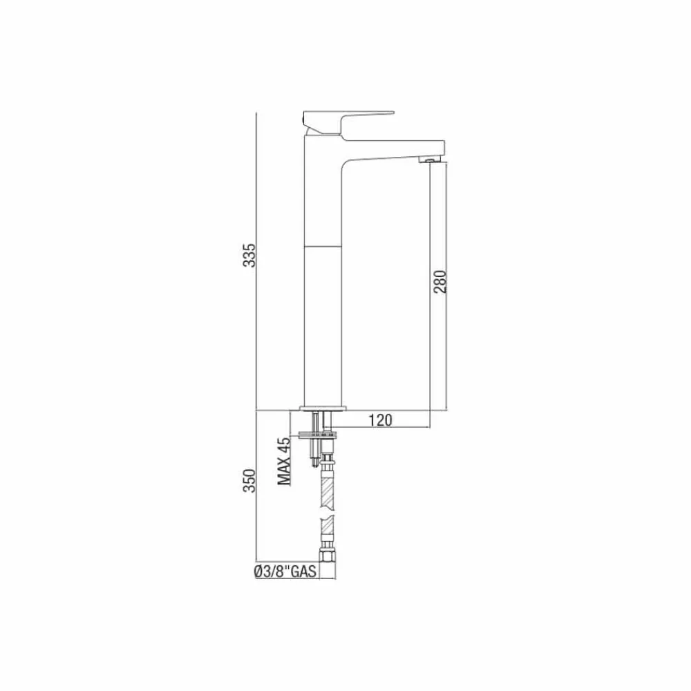 Viadurini Taps Waschbeckenarmaturen-Hoher Messing-Waschbeckenmischer ohne Abfluss Made in Italy - Sindra
