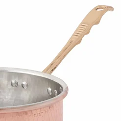 Viadurini Kitchen Kochgeschirr-Hoher runder Bräter aus handverzinntem Kupfer mit Griff 24 cm - Giancarlo