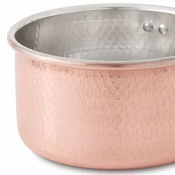 Viadurini Kitchen Kochgeschirr-Hoher runder Bräter aus handverzinntem Kupfer mit Griff 16 cm - Giancarlo