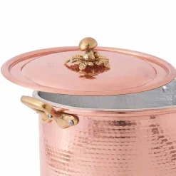 Viadurini Kitchen Kochgeschirr-Hoher Topf in Hand verzinnt Kupfer mit Griffen und Deckel 24 cm - Mariarita