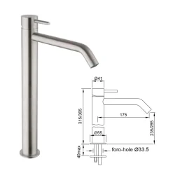 Viadurini Taps Waschbeckenarmaturen-Hoher Waschtischmischer mit langem Auslauf aus AISI 316L-Stahl - Artigli