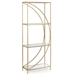 Viadurini Living Moderne Design Bücherregale-Hohes Bücherregal aus Stahl und 3 Glasböden Elegantes Design - Noralea