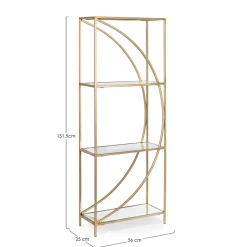 Viadurini Living Moderne Design Bücherregale-Hohes Bücherregal aus Stahl und 3 Glasböden Elegantes Design - Noralea