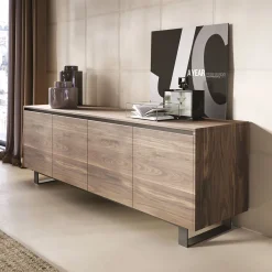 Viadurini Living Anrichte-Hohes Sideboard aus Holz mit Metallgestell Made in Italy - Berta