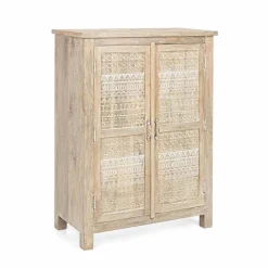 Viadurini Living Anrichte-Hohes Sideboard in handverziertem Holz mit Messinggriffen Homemotion - Zotto