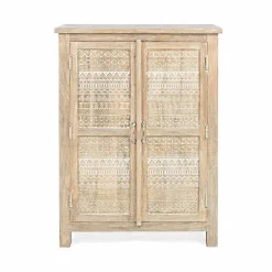 Viadurini Living Anrichte-Hohes Sideboard in handverziertem Holz mit Messinggriffen Homemotion - Zotto