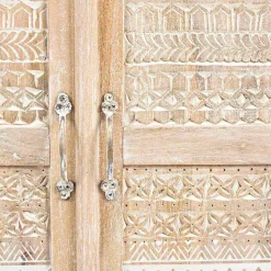 Viadurini Living Anrichte-Hohes Sideboard in handverziertem Holz mit Messinggriffen Homemotion - Zotto