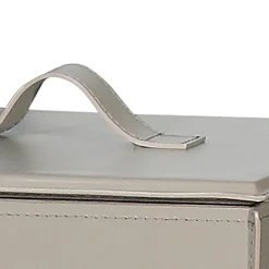 Viadurini Leather Kaminholzständer Aus Leder Und Kunstleder-Holzbehälter aus taupefarbenem Leder mit Deckel, hergestellt in Italien – Abendessen