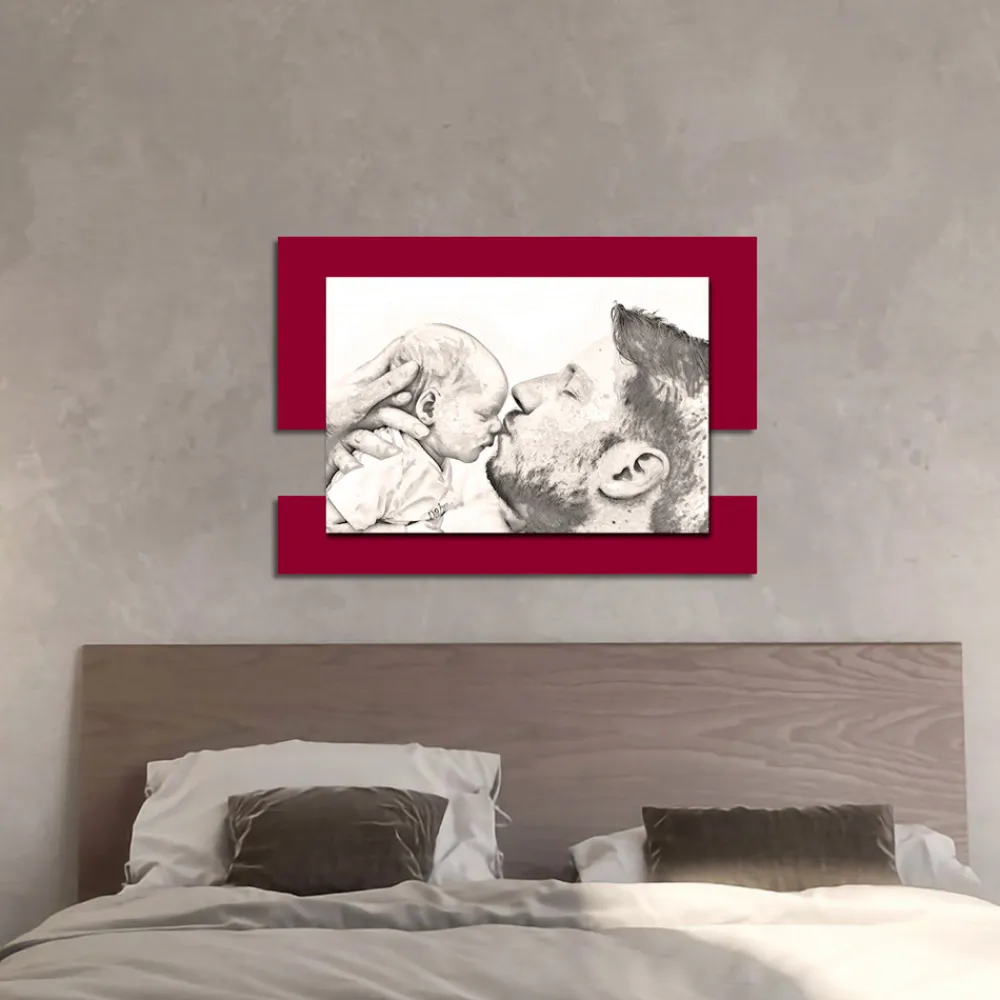 Viadurini Decor Religiöse Bilder-Holzbild mit Aufdruck eines Mannes mit Kind, hergestellt in Italien – Kosovo