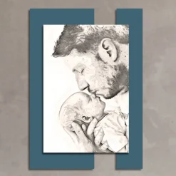 Viadurini Decor Religiöse Bilder-Holzbild mit Aufdruck eines Mannes mit Kind, hergestellt in Italien – Kosovo