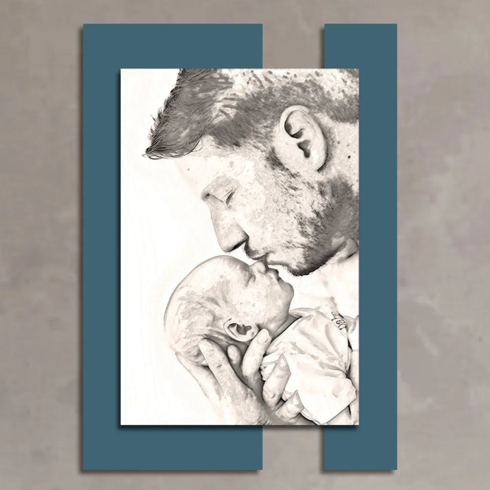 Viadurini Decor Religiöse Bilder-Holzbild mit Aufdruck eines Mannes mit Kind, hergestellt in Italien – Kosovo