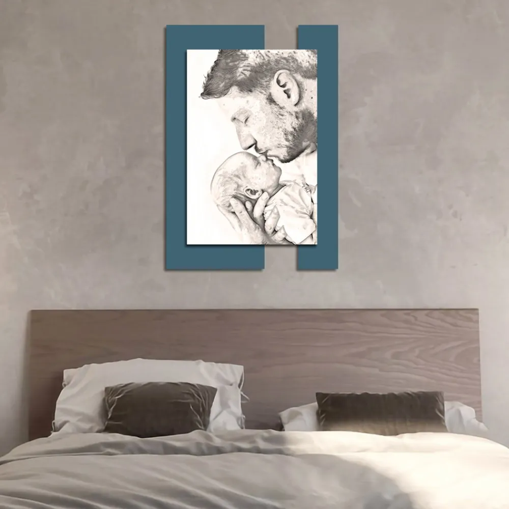 Viadurini Decor Religiöse Bilder-Holzbild mit Aufdruck eines Mannes mit Kind, hergestellt in Italien – Kosovo