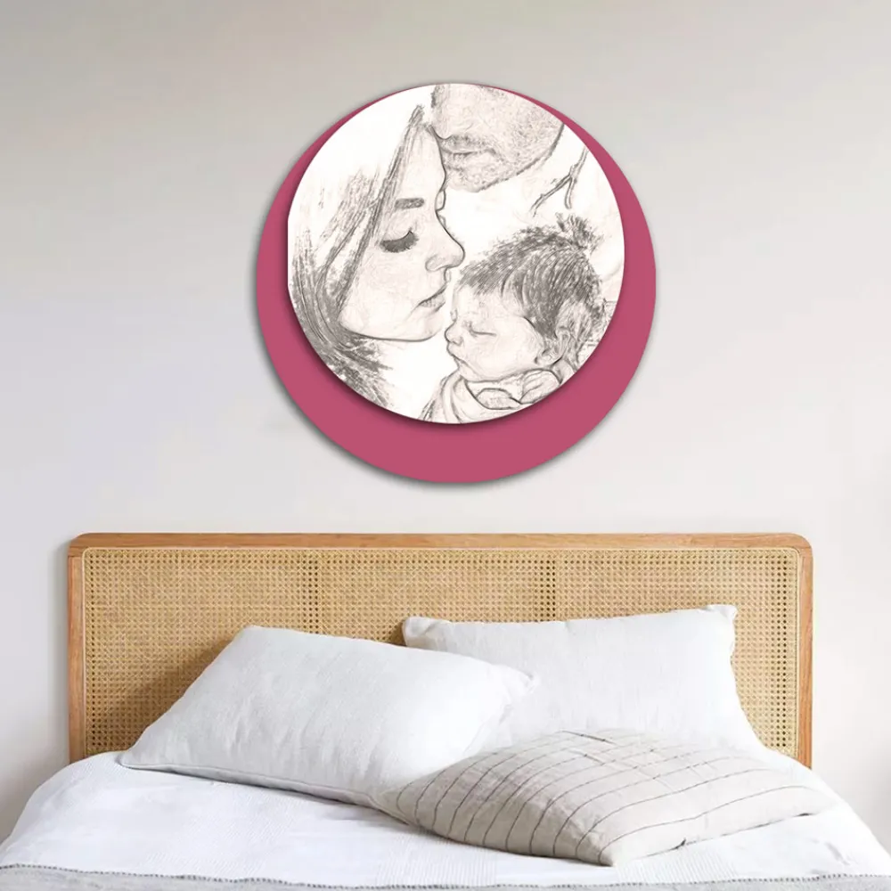 Viadurini Decor Religiöse Bilder-Holzbild mit Aufdruck einer vereinten Familie, hergestellt in Italien – Kanada