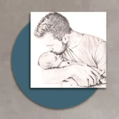 Viadurini Decor Religiöse Bilder-Holzbild mit Aufdruck eines Vaters, der seinen Sohn küsst. Hergestellt in Italien – Belgien