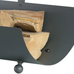 Viadurini Fire Design Kaminholzständer Aus Eisen Und Stahl-Holzhalter aus Metall mit Griff und 4 Füßen. Hergestellt in Italien – Buffalo