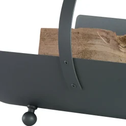 Viadurini Fire Design Kaminholzständer Aus Eisen Und Stahl-Holzhalter aus Metall mit Griff und 4 Füßen. Hergestellt in Italien – Buffalo