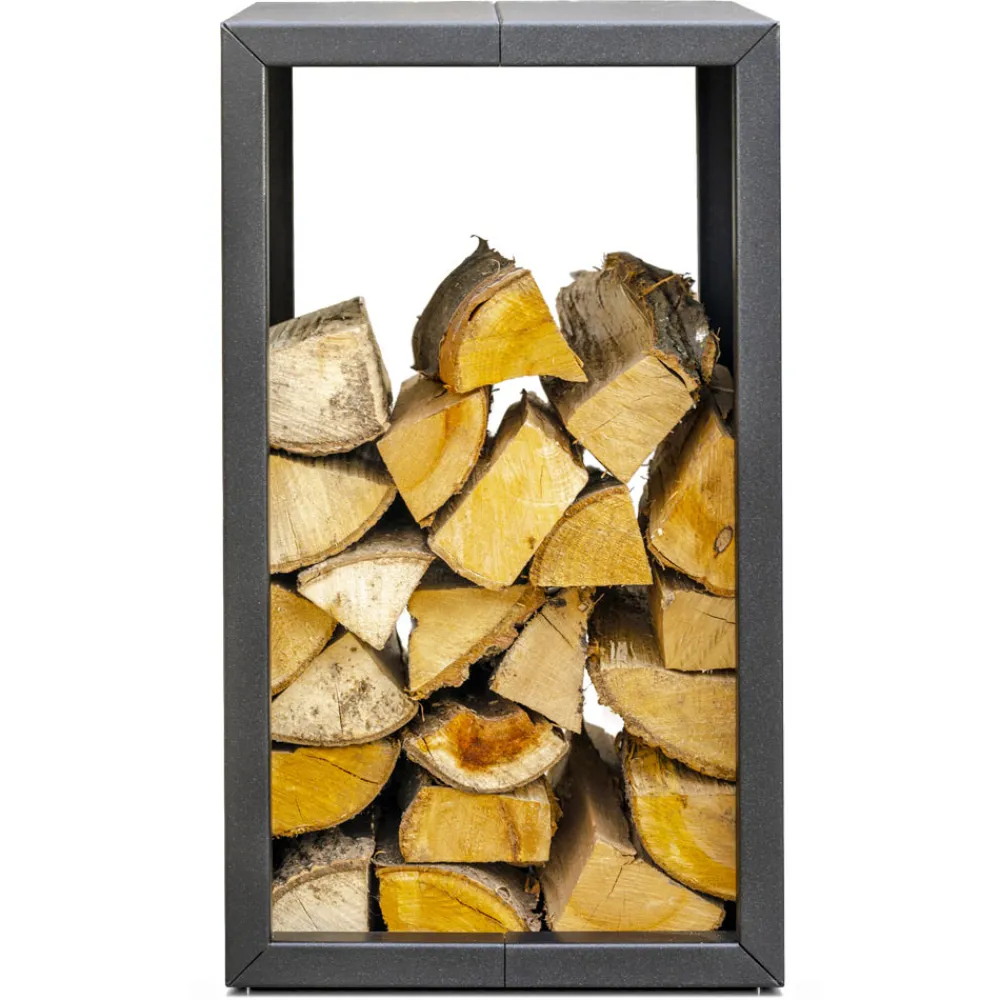 Viadurini in the Garden Kaminholzständer Aus Eisen Und Stahl-Holzhalter im Außen- oder Innendesign, schwarz oder Corten 45x45xH70 cm - Riviera