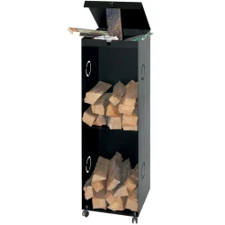 Viadurini Fire Design Kaminholzständer Aus Eisen Und Stahl-Holzhalter mit 2 Ablagefächern und oberem Regal. Hergestellt in Italien – Colibri