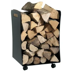 Viadurini Fire Design Kaminholzständer Aus Eisen Und Stahl-Holzhalter mit Rädern und Griffen aus Metall, hergestellt in Italien – Möwe