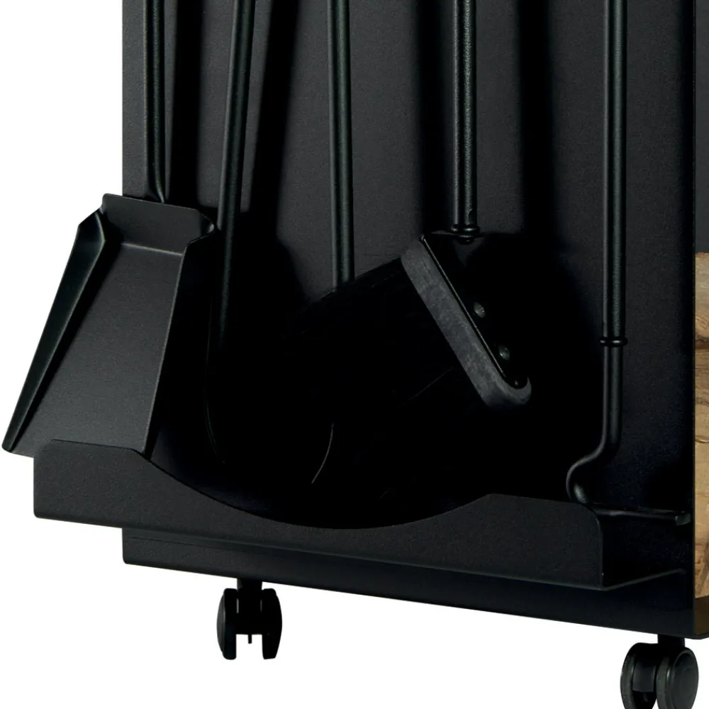 Viadurini Fire Design Kaminholzständer Aus Eisen Und Stahl-Holzhalter mit Werkzeughalter mit 4 integrierten Zubehörteilen, hergestellt in Italien – Eule