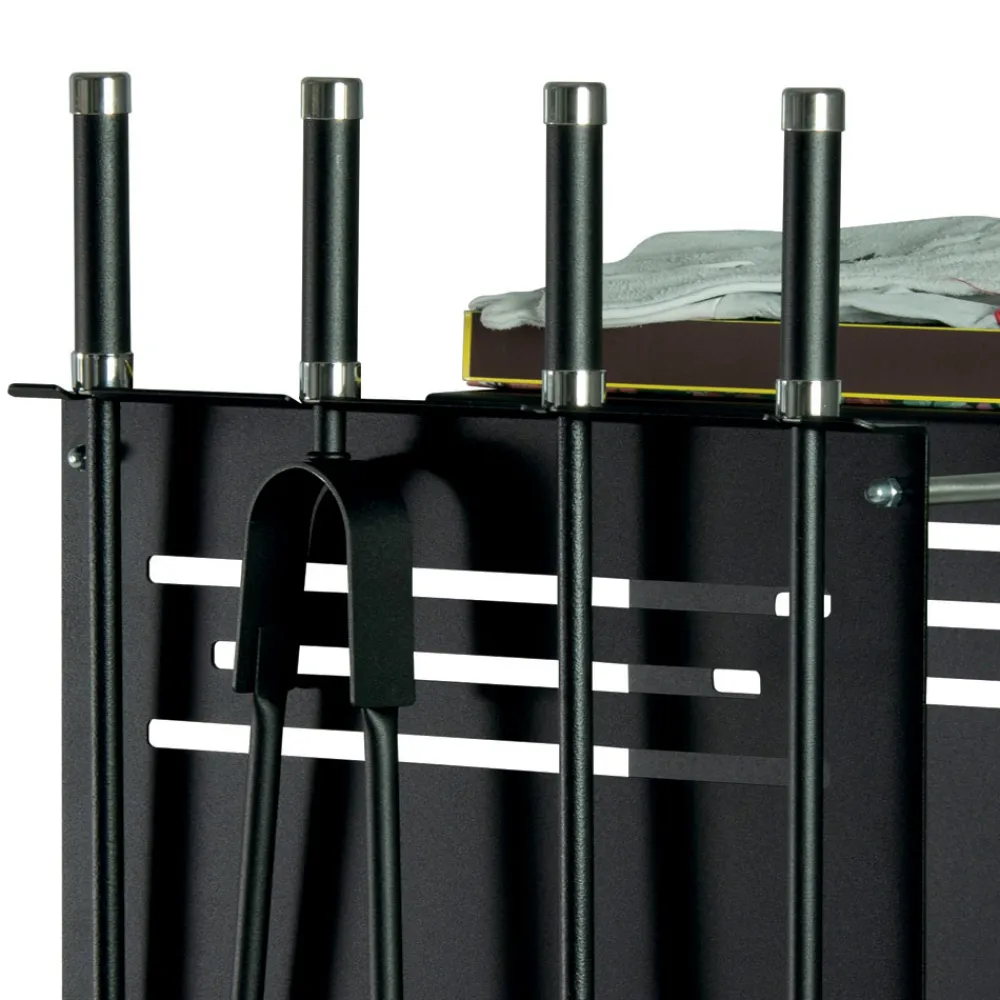 Viadurini Fire Design Kaminholzständer Aus Eisen Und Stahl-Holzhalter mit Werkzeughalter mit 4 integrierten Zubehörteilen, hergestellt in Italien – Eule