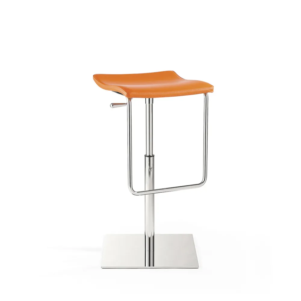 Viadurini Leather Barhocker-Holzhocker mit quadratischer Basis aus verchromtem Stahl und Polster - Armstrong