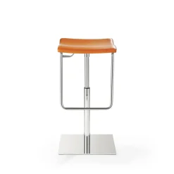 Viadurini Leather Barhocker-Holzhocker mit quadratischer Basis aus verchromtem Stahl und Polster - Armstrong