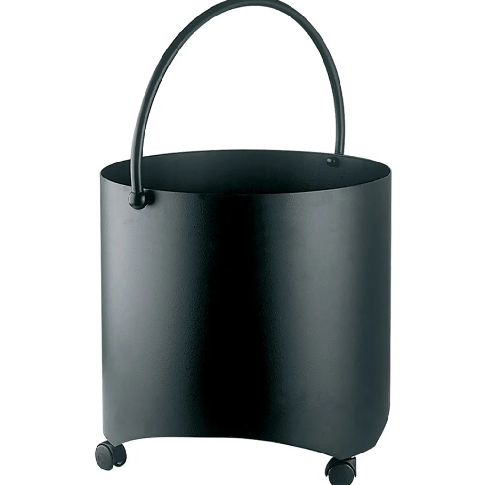 Viadurini Fire Design Kaminholzständer Aus Eisen Und Stahl-Holzholzhalter aus Metall mit Griff oben und Rädern, hergestellt in Italien – Bison