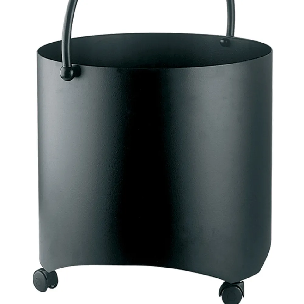 Viadurini Fire Design Kaminholzständer Aus Eisen Und Stahl-Holzholzhalter aus Metall mit Griff oben und Rädern, hergestellt in Italien – Bison