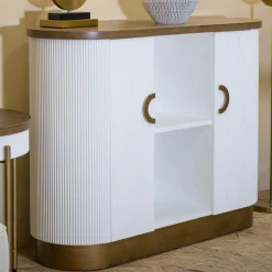 Viadurini Living Anrichte|Konsolentisch Flur-Holzschrank mit Oberteil und abgerundeten Einsätzen mit 2 Türen und 2 Regalen - Rachel