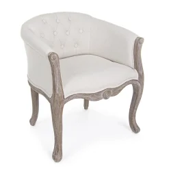 Viadurini Living Klassische Sessel-Holzsesselsitz in natürlichem Leinen und klassischem Design aus Baumwolle - Katen