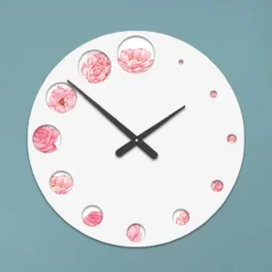 Viadurini Decor Wanduhren-Holzuhr mit Kamelienblütendruck, hergestellt in Italien – Indien