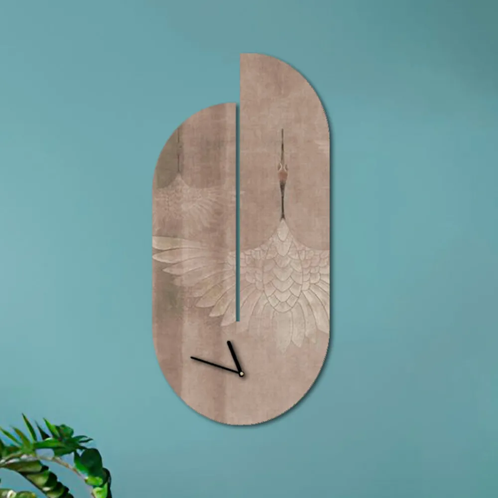 Viadurini Decor Wanduhren-Holzuhr mit Reiher-Aufdruck, hergestellt in Italien – Palau