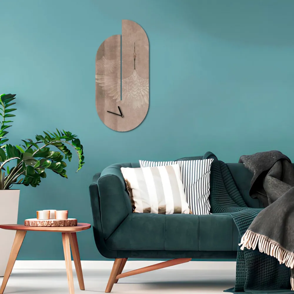 Viadurini Decor Wanduhren-Holzuhr mit Reiher-Aufdruck, hergestellt in Italien – Palau