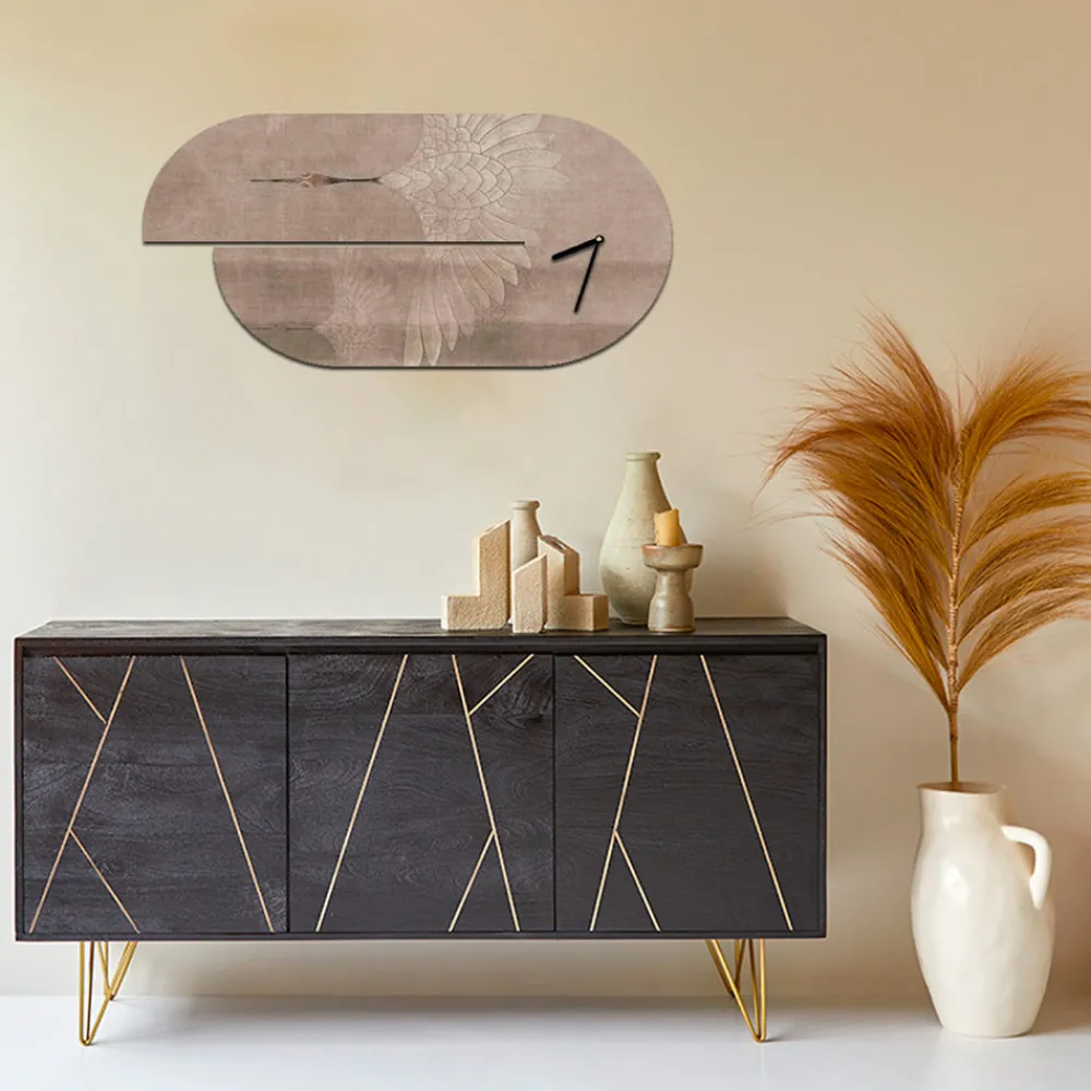 Viadurini Decor Wanduhren-Holzuhr mit Reiher-Aufdruck, hergestellt in Italien – Palau