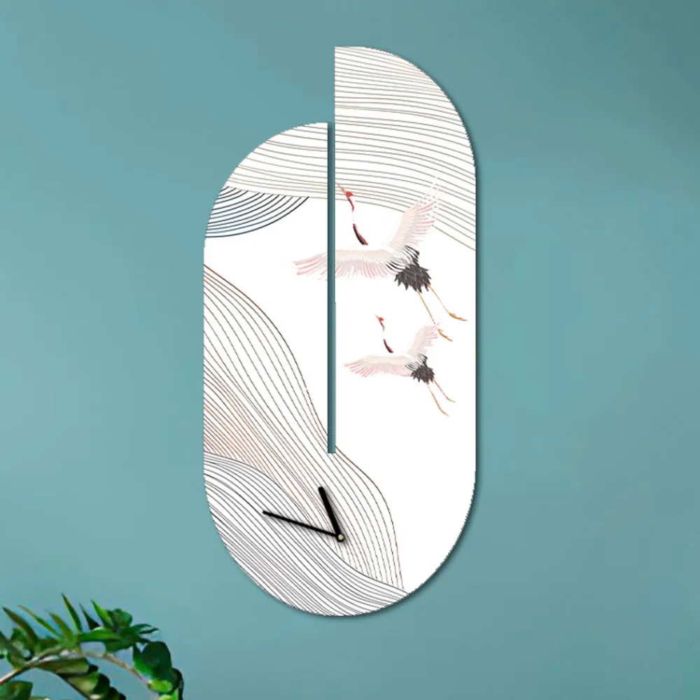 Viadurini Decor Wanduhren-Holzuhr mit Reiher-Aufdruck, hergestellt in Italien – Palau