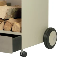 Viadurini Fire Design Kaminholzständer Aus Eisen Und Stahl-Holzwagen mit Schublade und Rädern, hergestellt in Italien – Alpaka