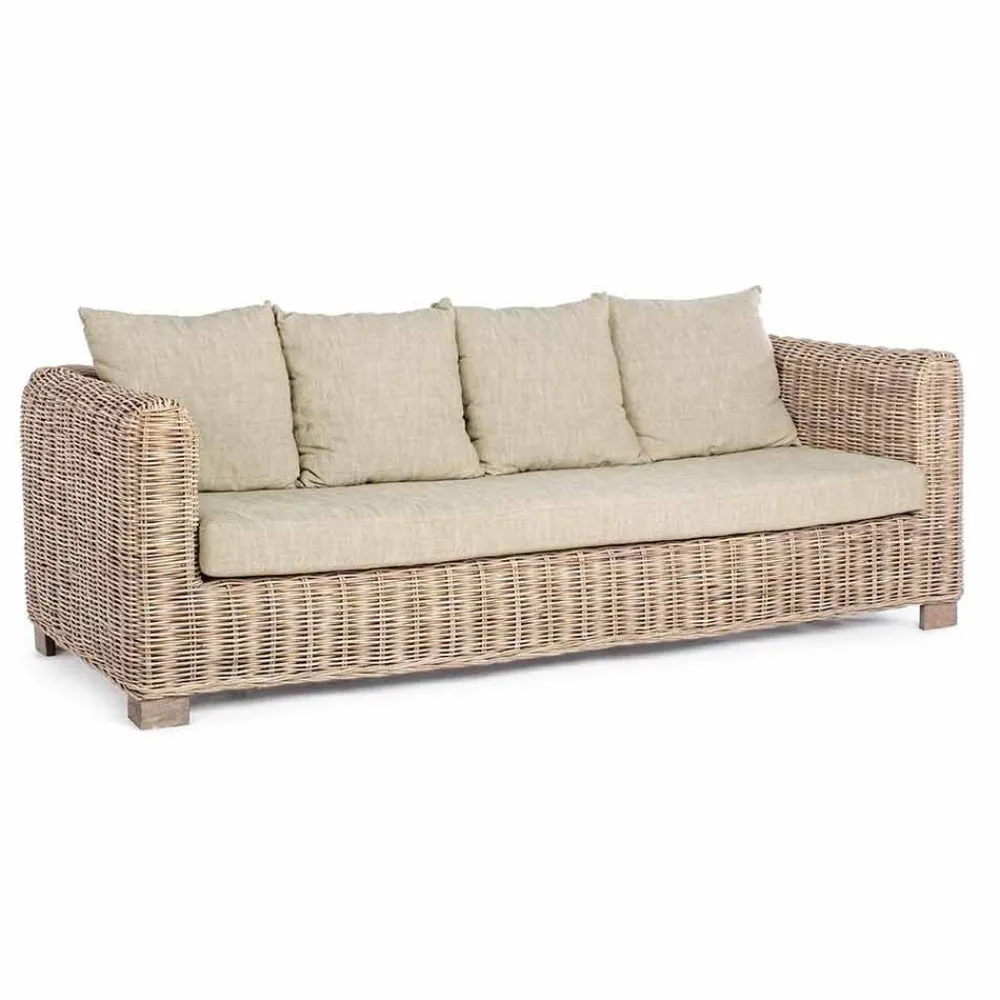 Viadurini in the Garden Gartensofas-Homemotion - Ceara 3-Sitzer Design Outdoor Sofa in Holz und Rattan