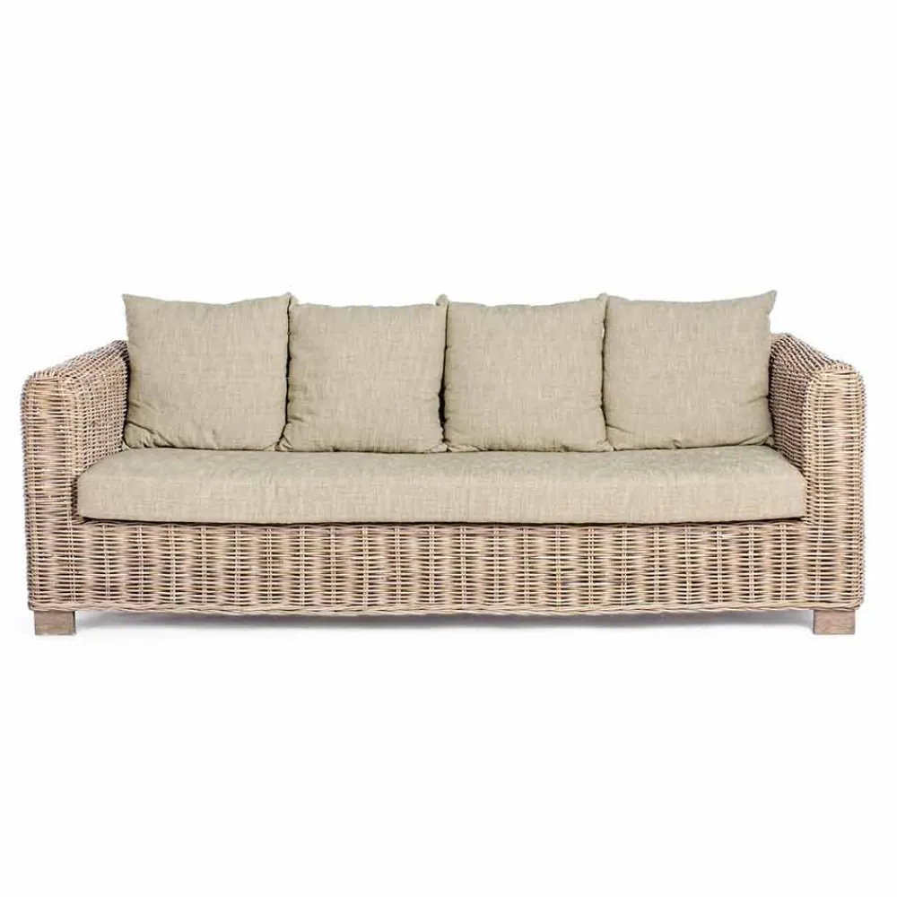 Viadurini in the Garden Gartensofas-Homemotion - Ceara 3-Sitzer Design Outdoor Sofa in Holz und Rattan