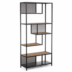 Viadurini Living Moderne Design Bücherregale-Homemotion Boden Bücherregal aus lackiertem Stahl mit Holzregalen - Borino